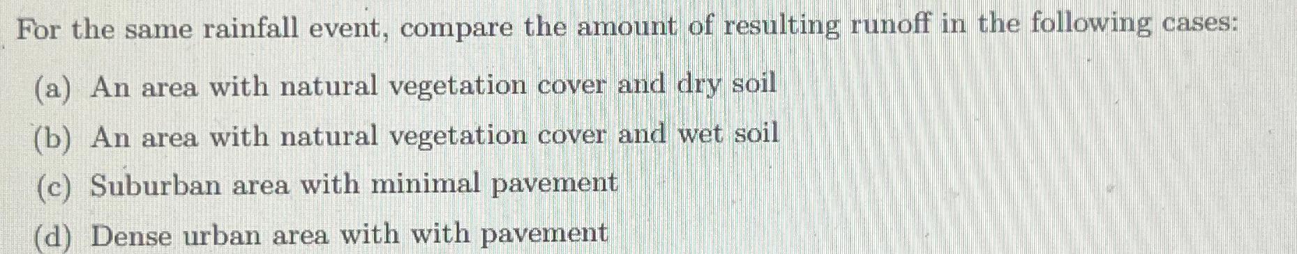 For the same rainfall event, compare the amount
