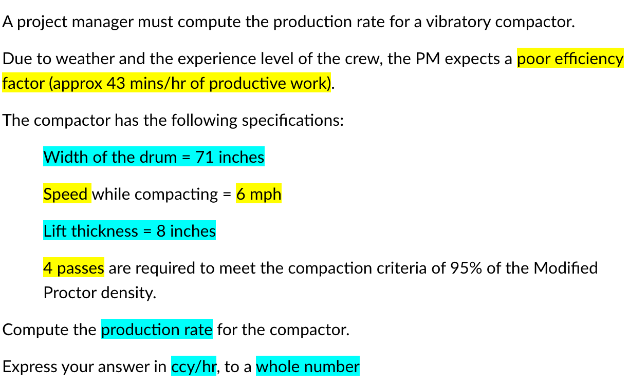A project manager must compute the production