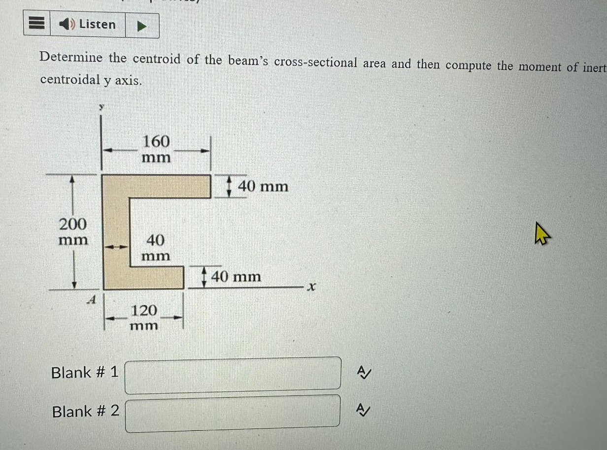 Determine the centroid of the beam's cross -