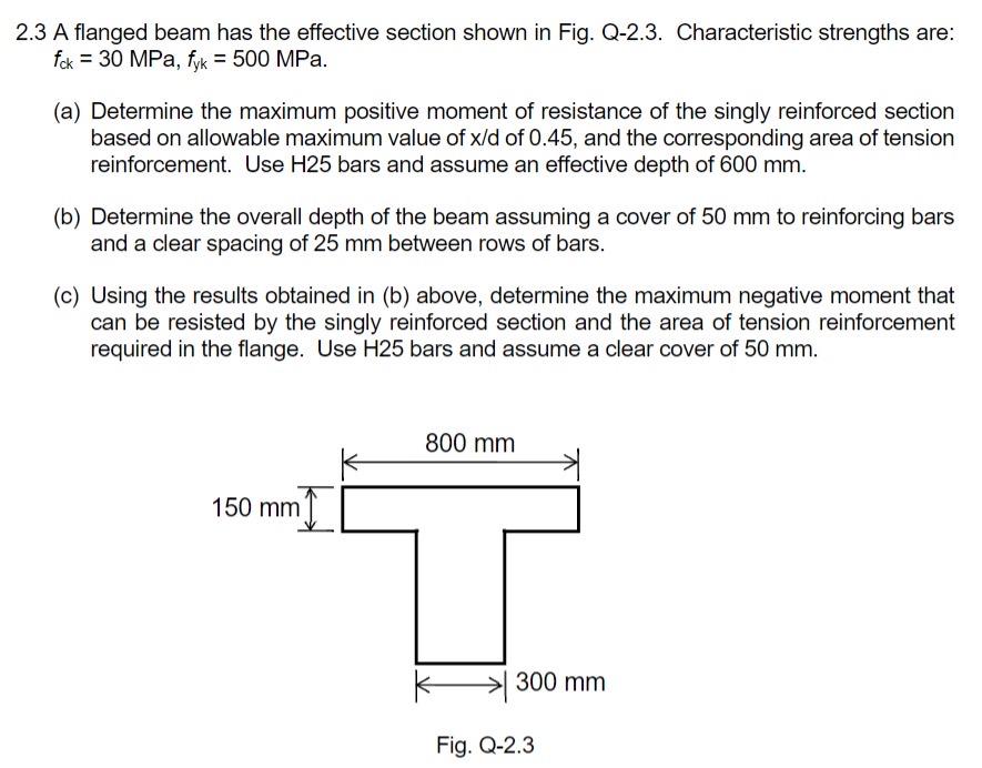 2 . 3 A flanged beam has the effective section