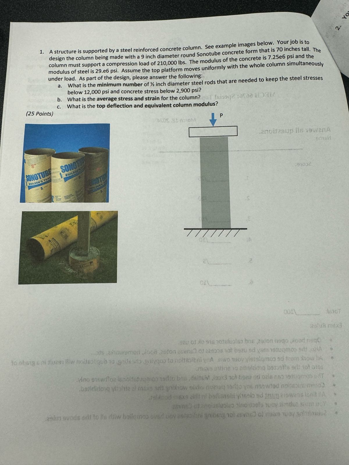 A structure is supported by a steel reinforced