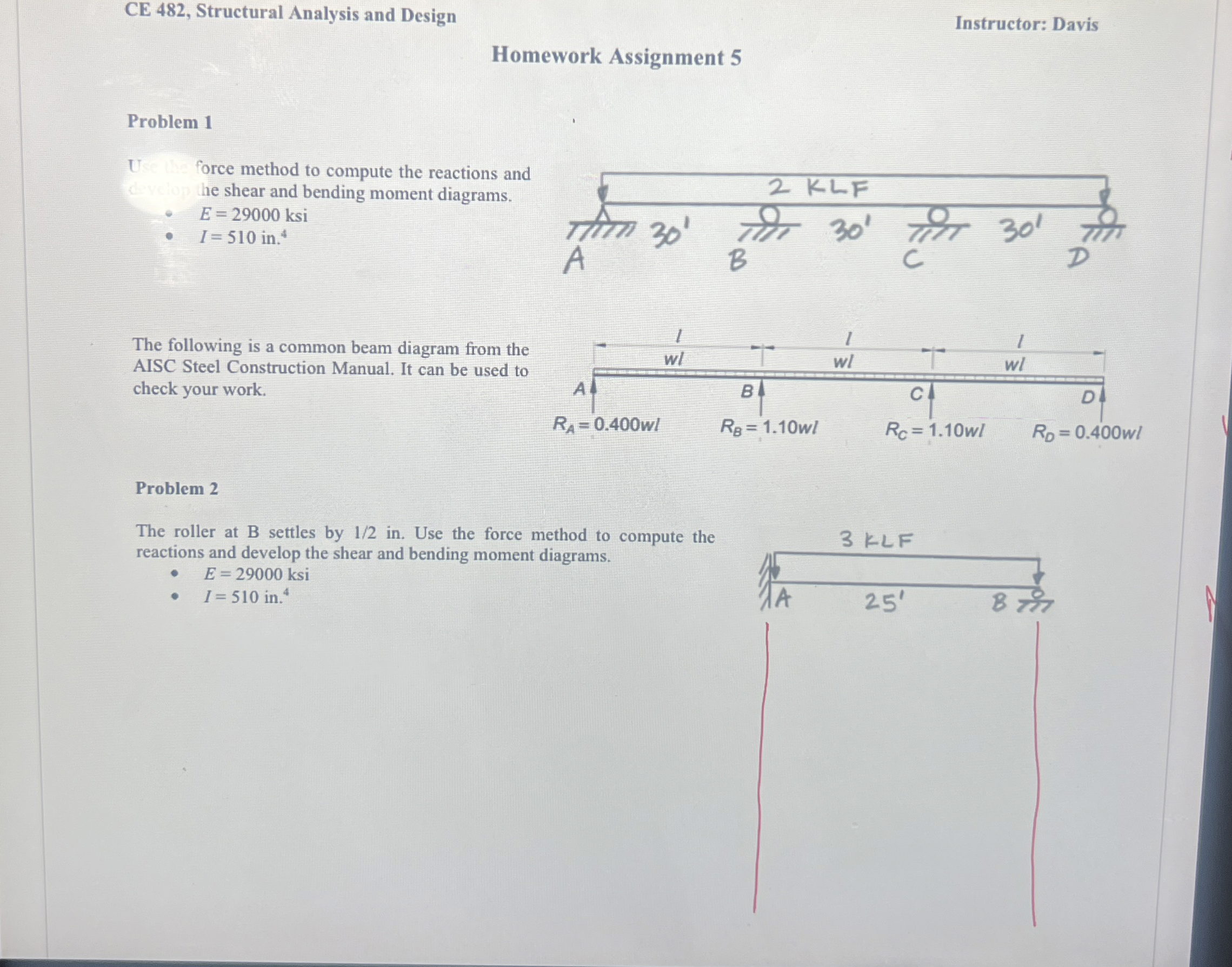 CE 4 8 2 , Structural Analysis and Design