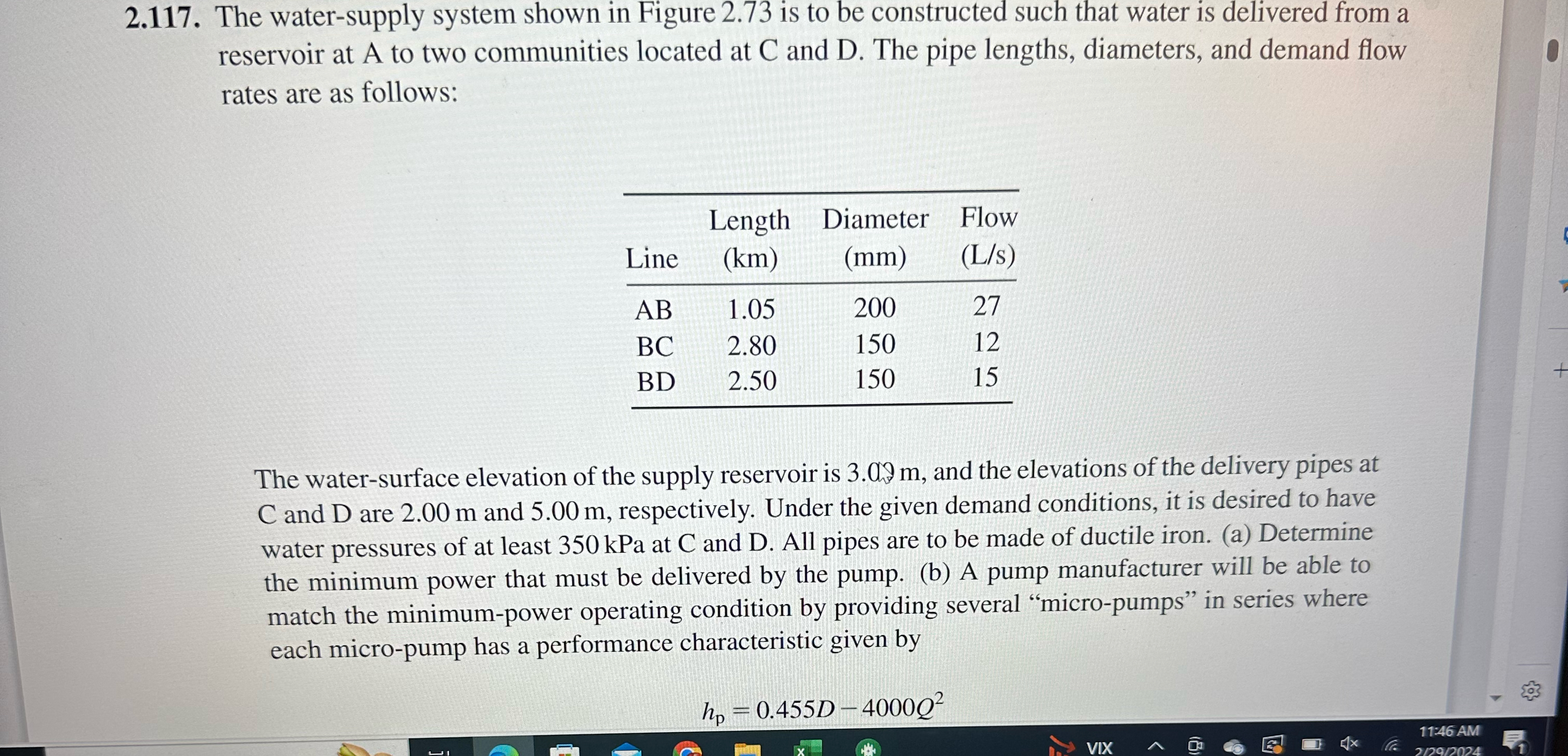 2 . 1 1 7 . The water - supply system shown in