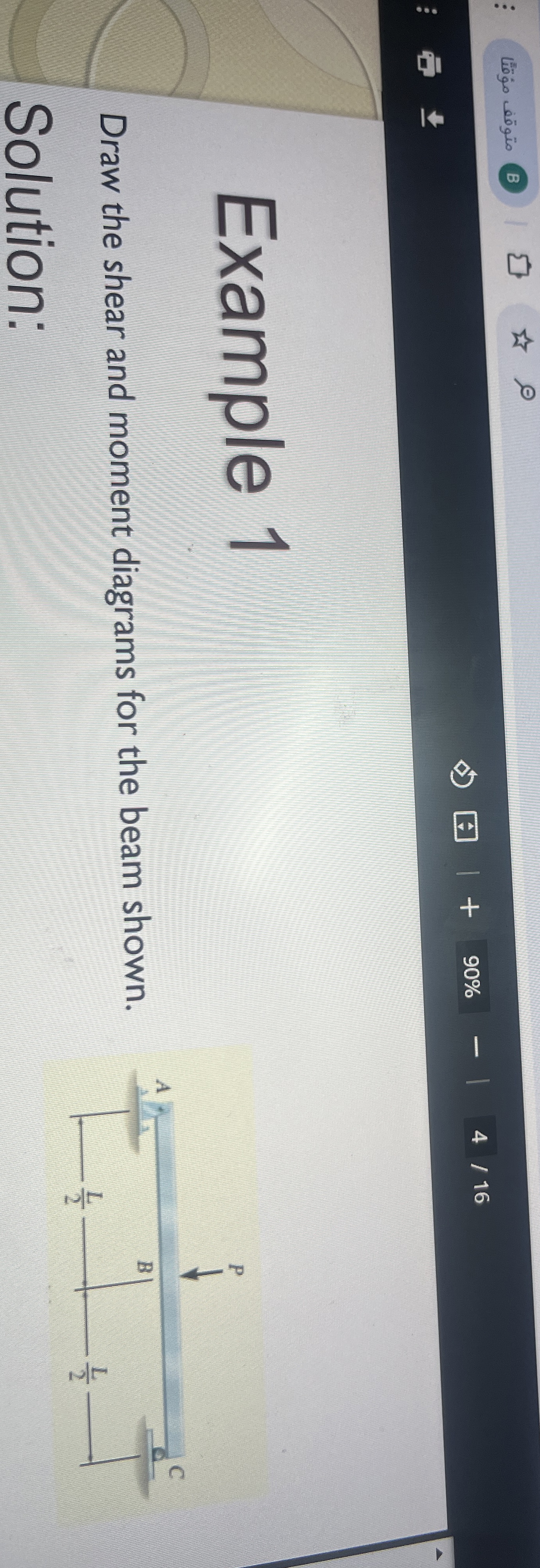 Example 1 Draw the shear and moment diagrams for