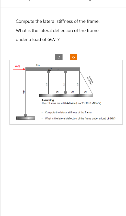 Compute the lateral stiffness of the frame. What