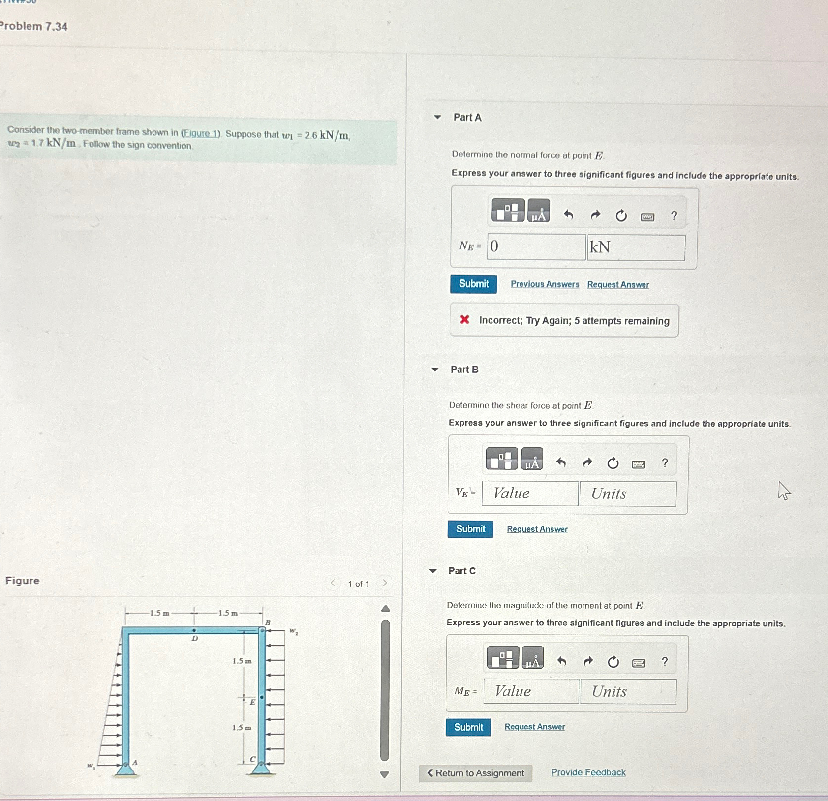 Problem 7 . 3 4 Consider the two - member frame