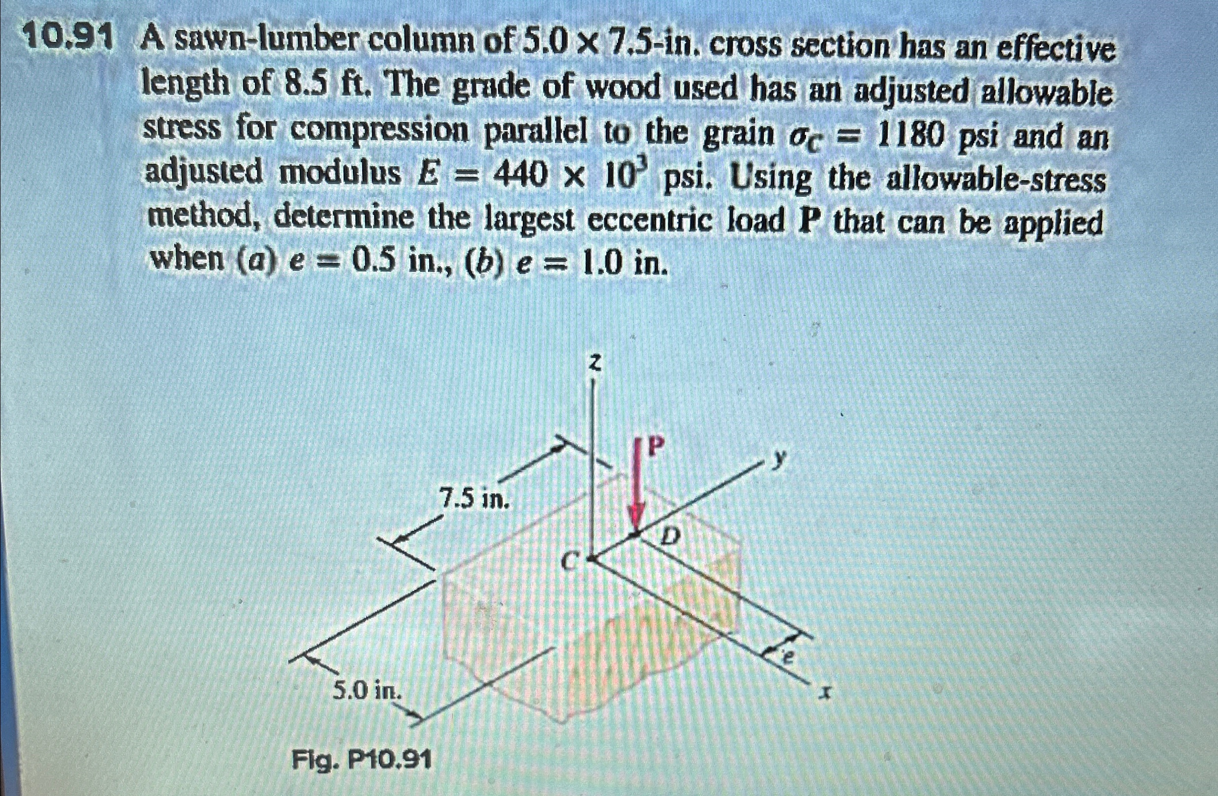 1 0 . 9 1 A sawn - lumber column of 5 . 0 7 . 5 -