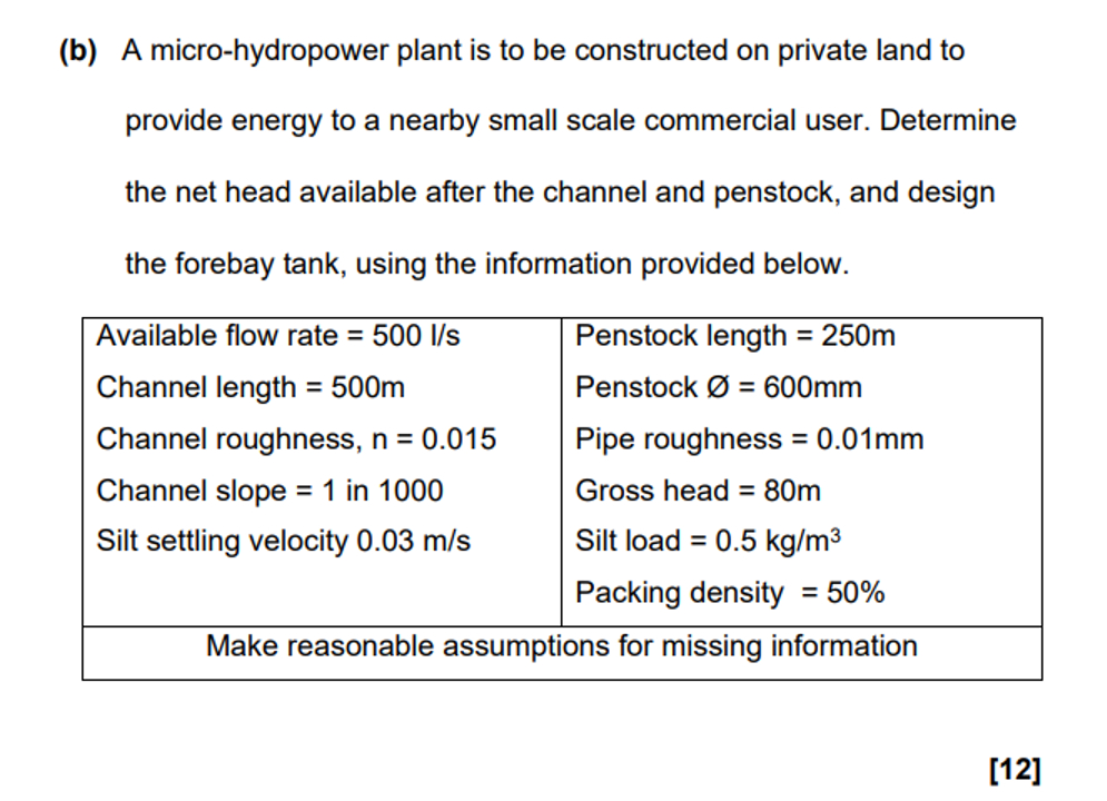 ( b ) A micro - hydropower plant is to be