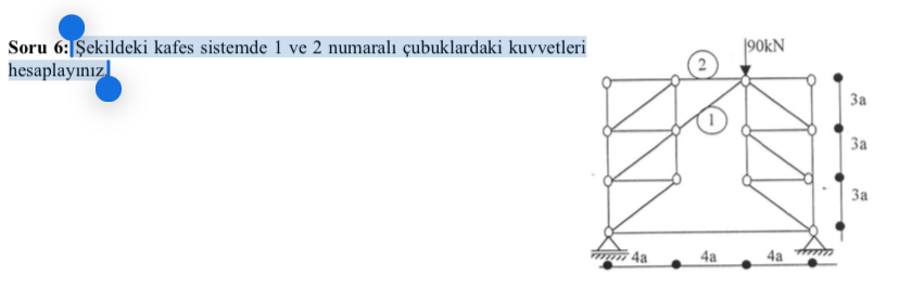 Calculate the forces on bars 1 and 2 in the