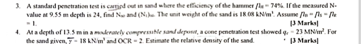 A standard penetration test is carrigd out in