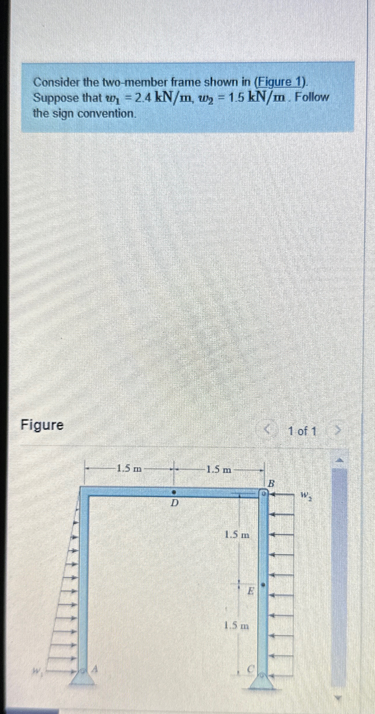 Consider the two - member frame shown in ( Figure