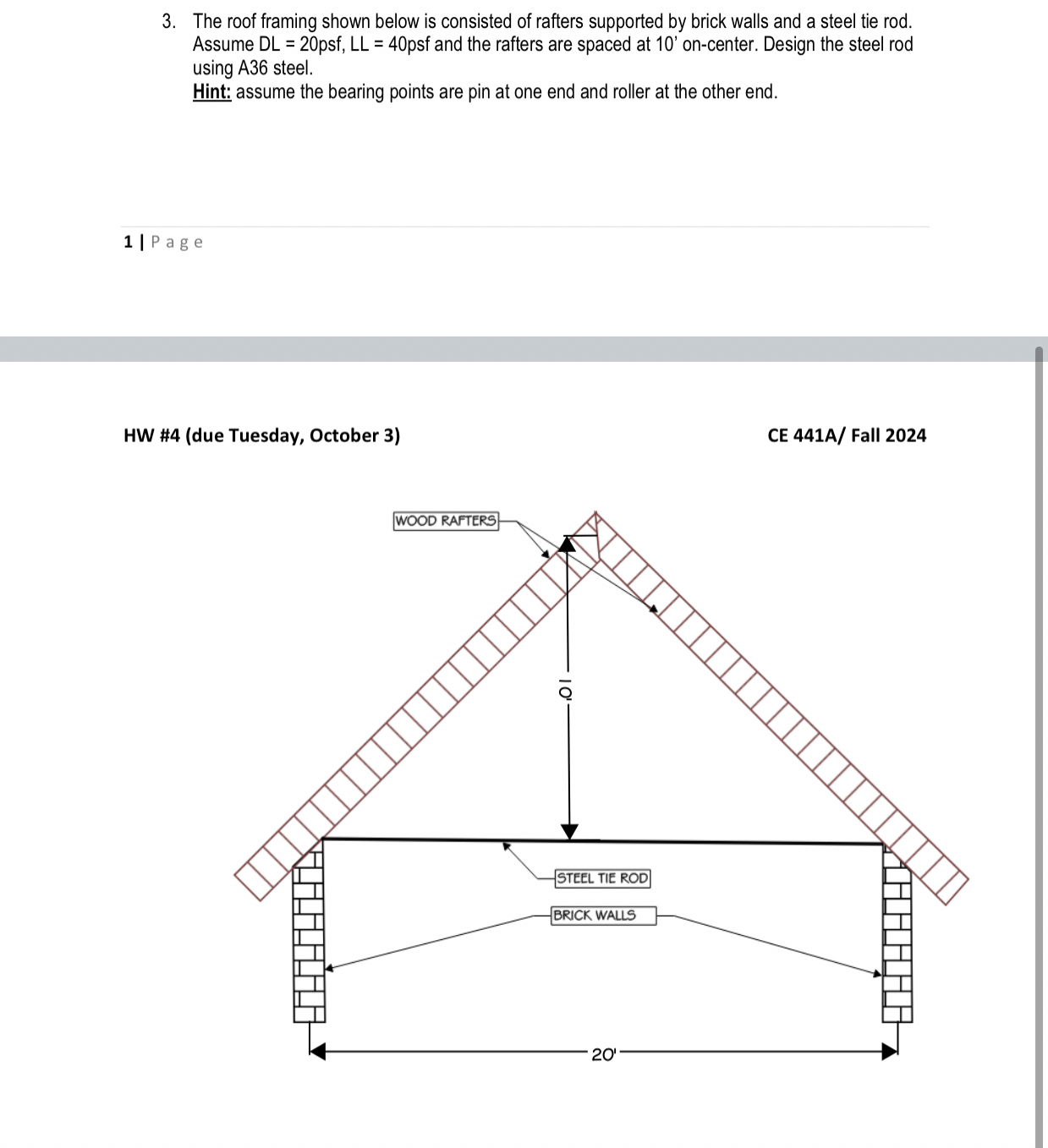 The roof framing shown below is consisted of