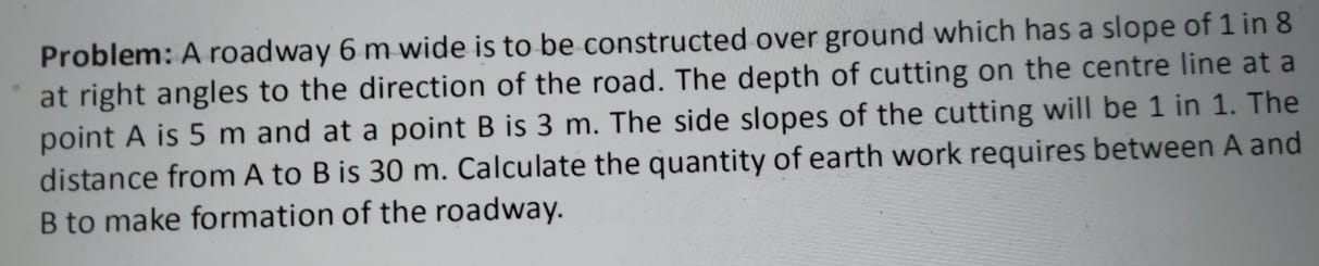 Problem: A roadway 6 m wide is to be constructed