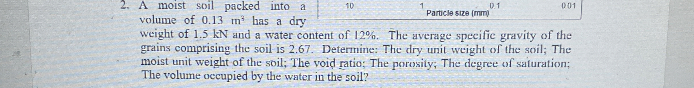 A moist soil packed into a volume of 0 . 1 3 m 3