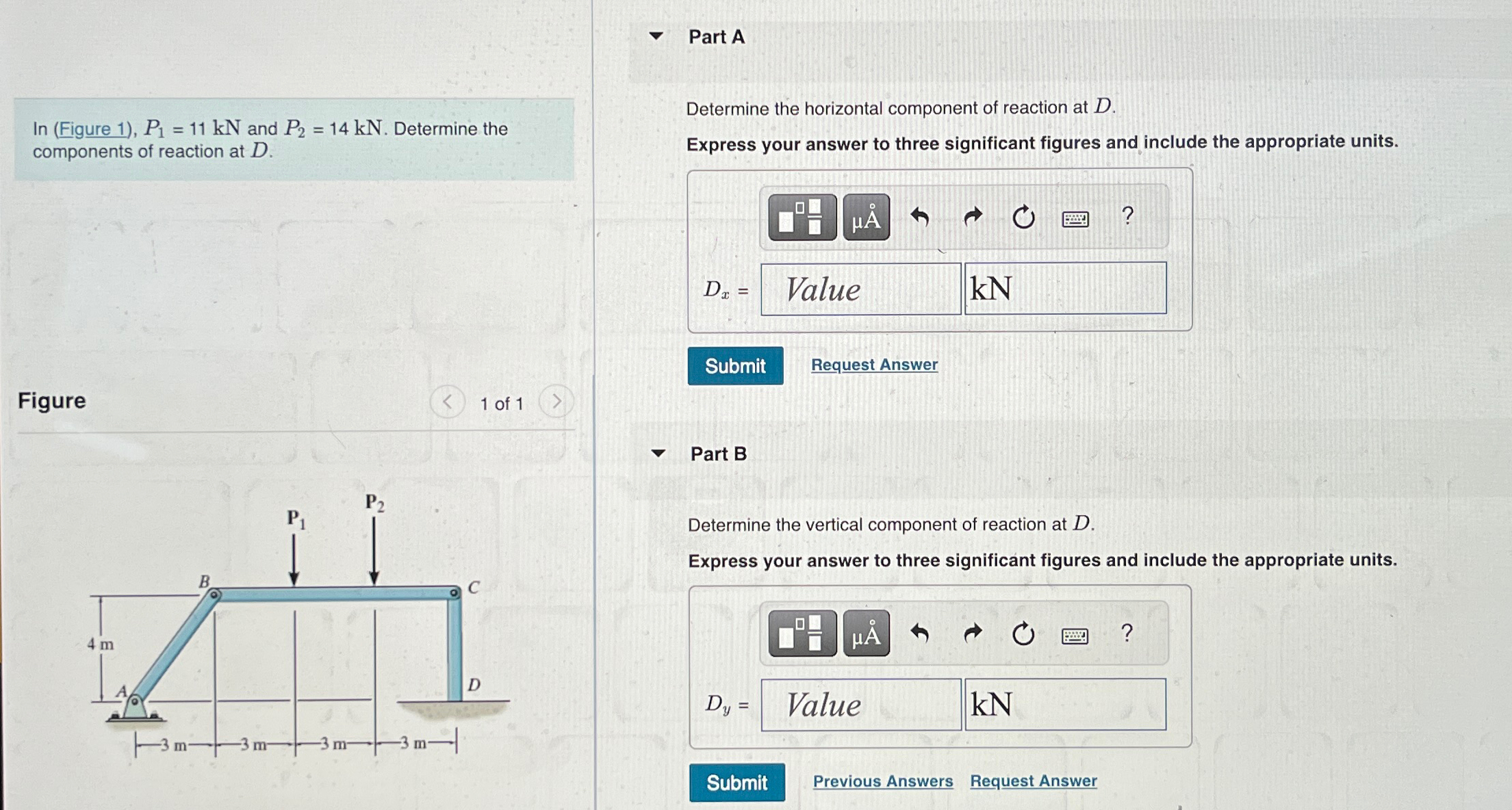Part A In ( Figure 1 ) , P 1 = 1 1 k N and P 2 =