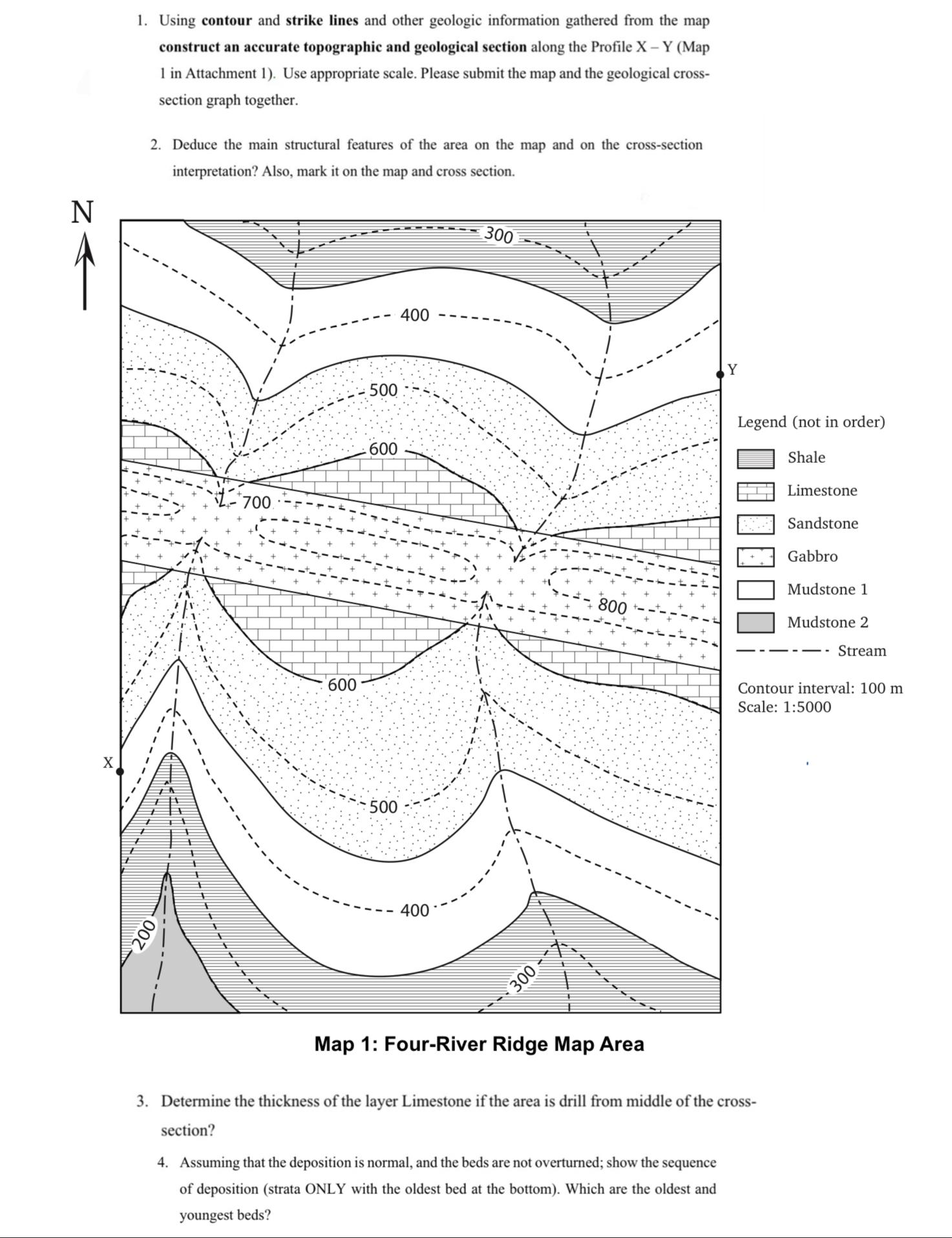 Using contour and strike lines and other geologic