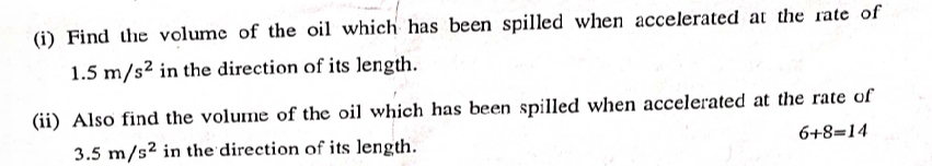 ( i ) Find the volume of the oil which has been