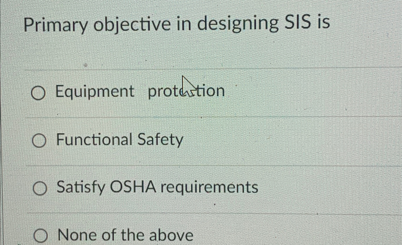 Primary objective in designing SIS is Equipment
