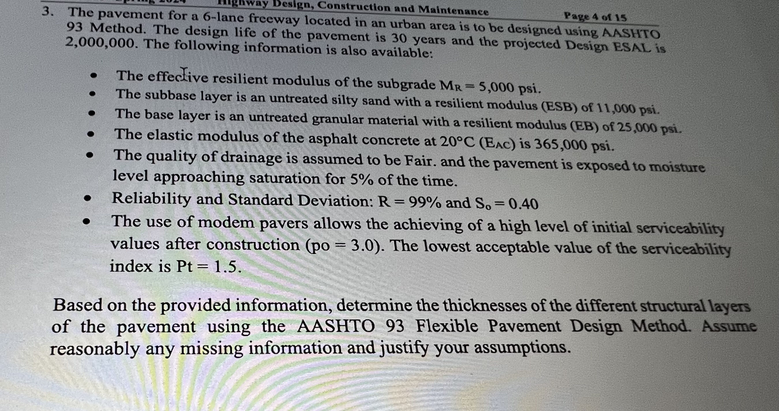 The pavement for a 6 - lane freeway Page 4 of 1 5