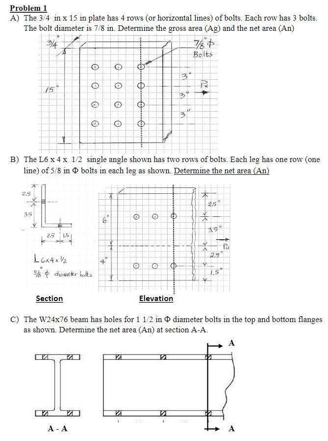 Problem 1 A ) The 3 4 in x 1 5 in plate has 4