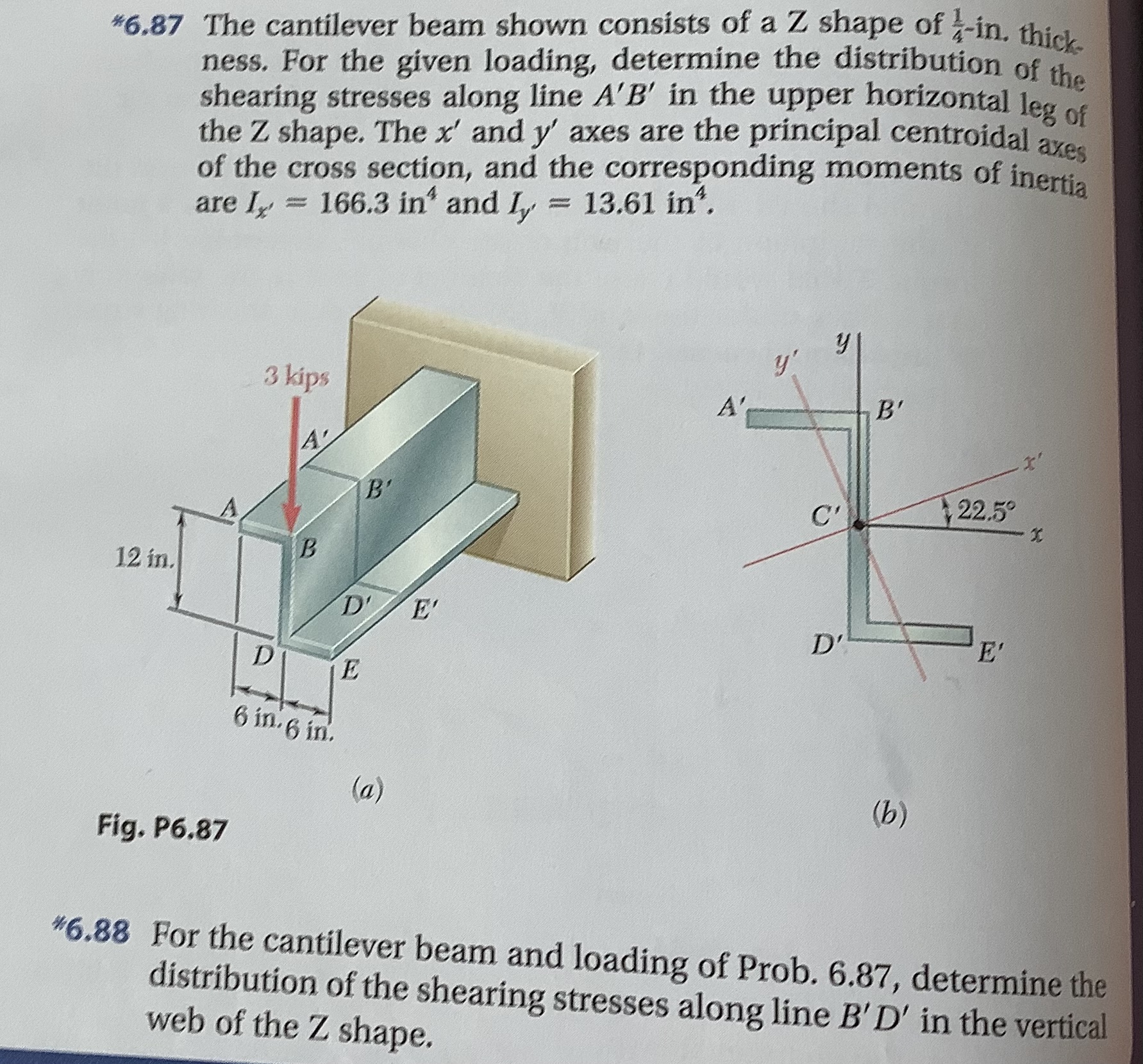 " 6 . 8 7 The cantilever beam shown consists of a