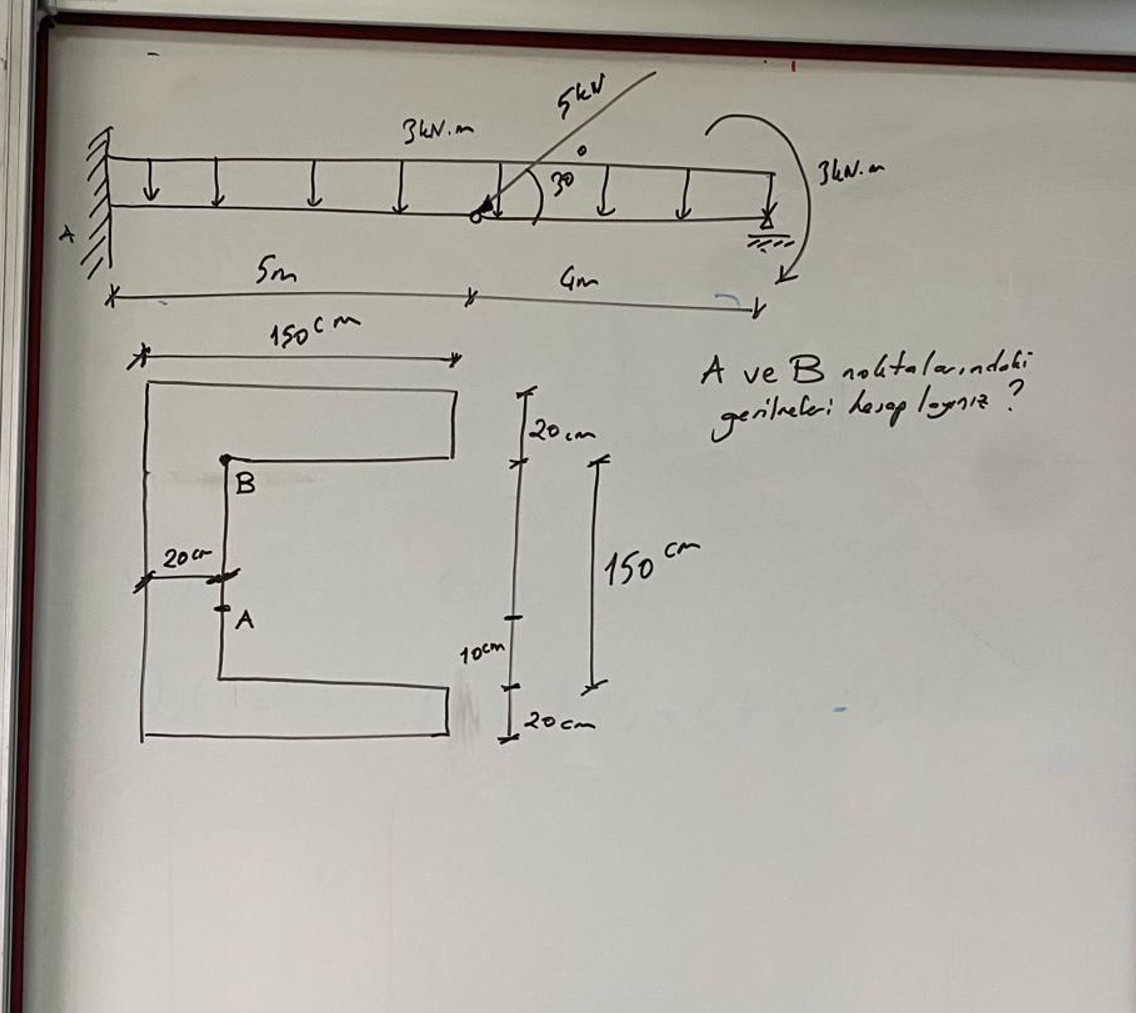 A VE B noktalar aras ndaki gerilmeleri hesaplay n