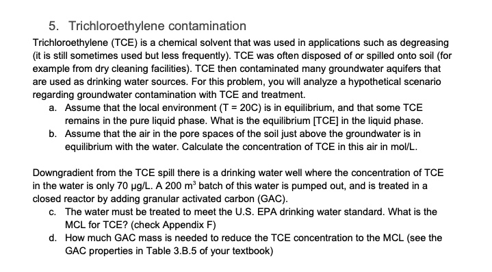 Trichloroethylene contamination Trichloroethylene