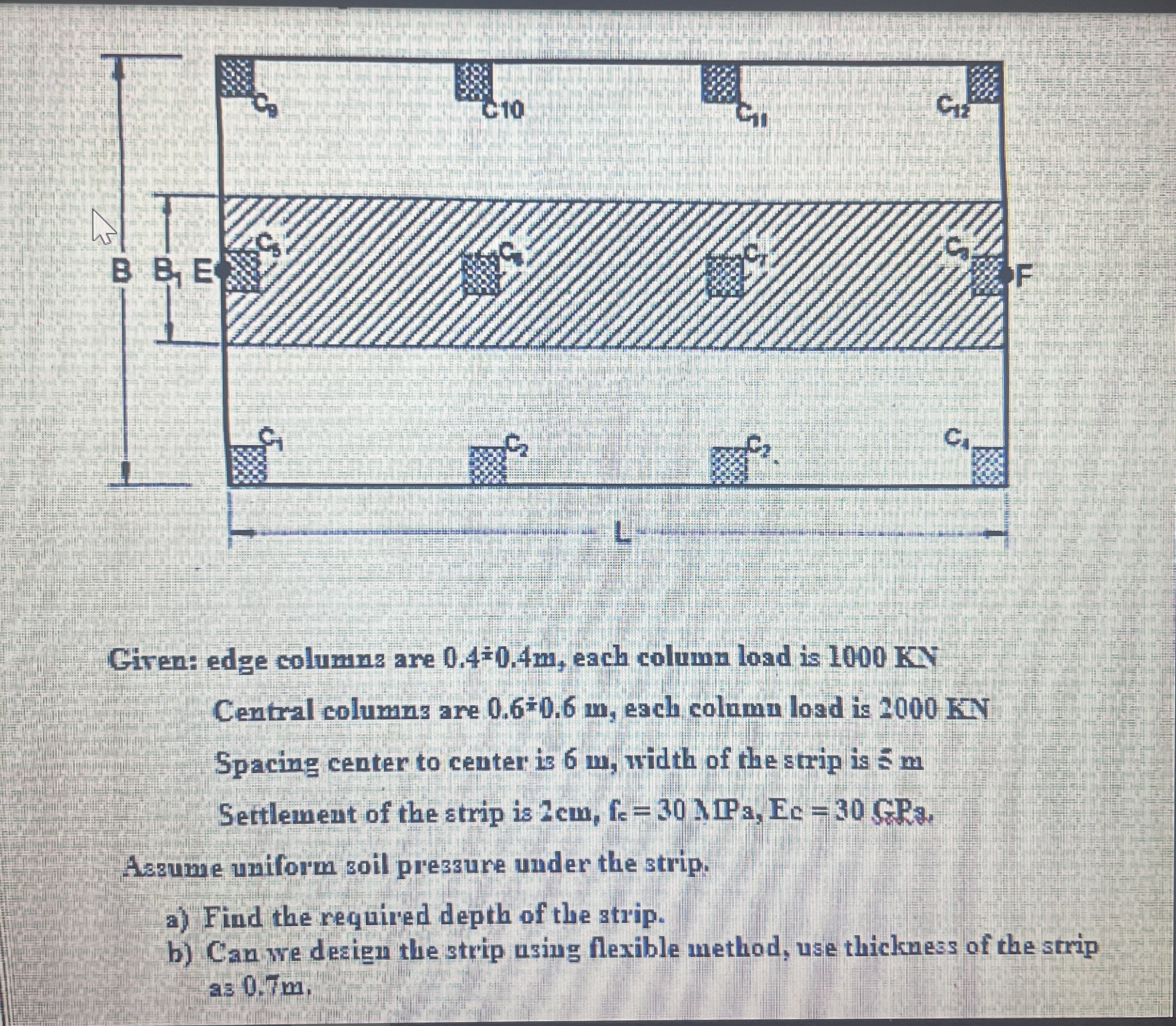 Giren: edge columns are 0 . 4 0 . 4 m , each