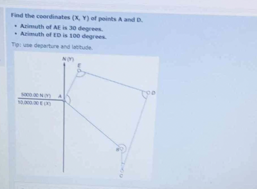 Find the coordinates ( x , Y ) of points A and D