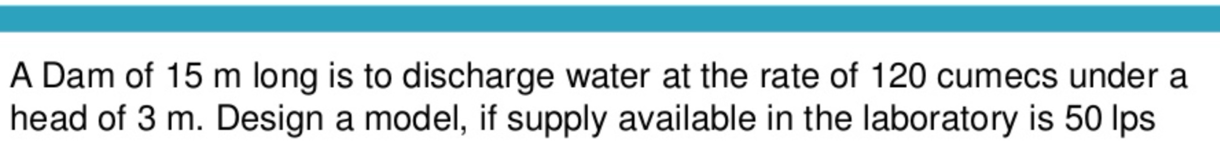 A Dam of 1 5 m long is to discharge water at the