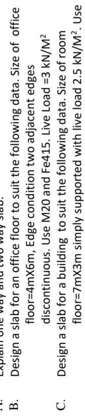 B . Design a slab for an office floor to suit the