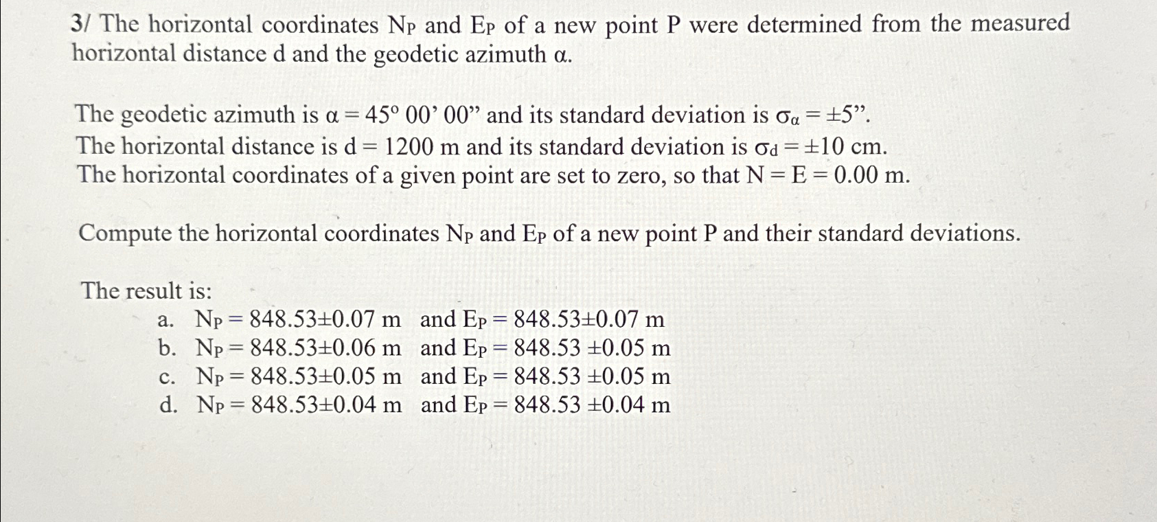 3 / The horizontal coordinates N P P and E P P of