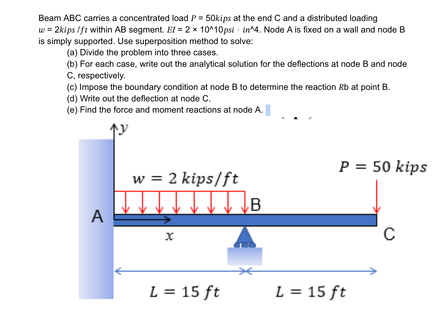 Beam ABC carries a concentrated load P = 5 0 kips