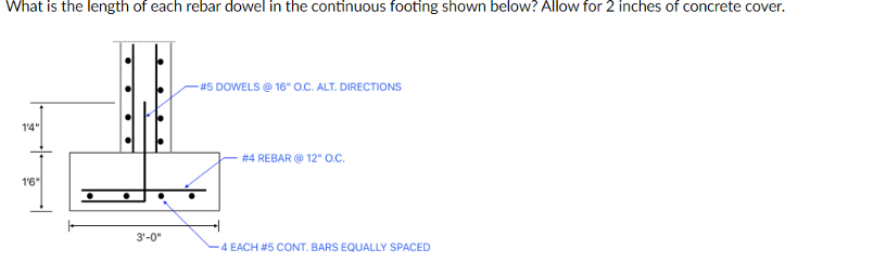 What is the length of each rebar dowel in the