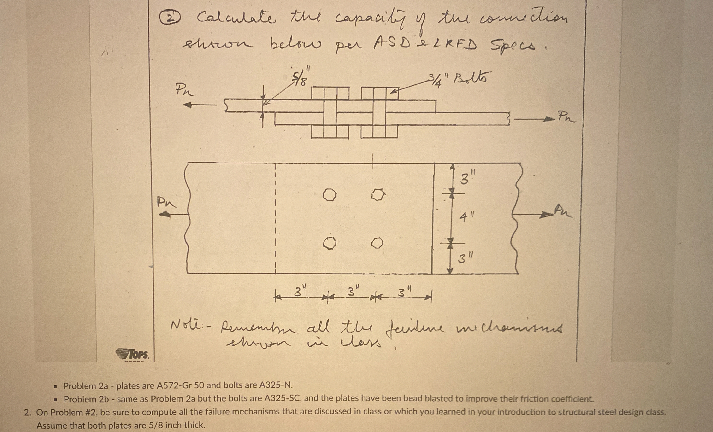 Calculate the capacity of the connection shown