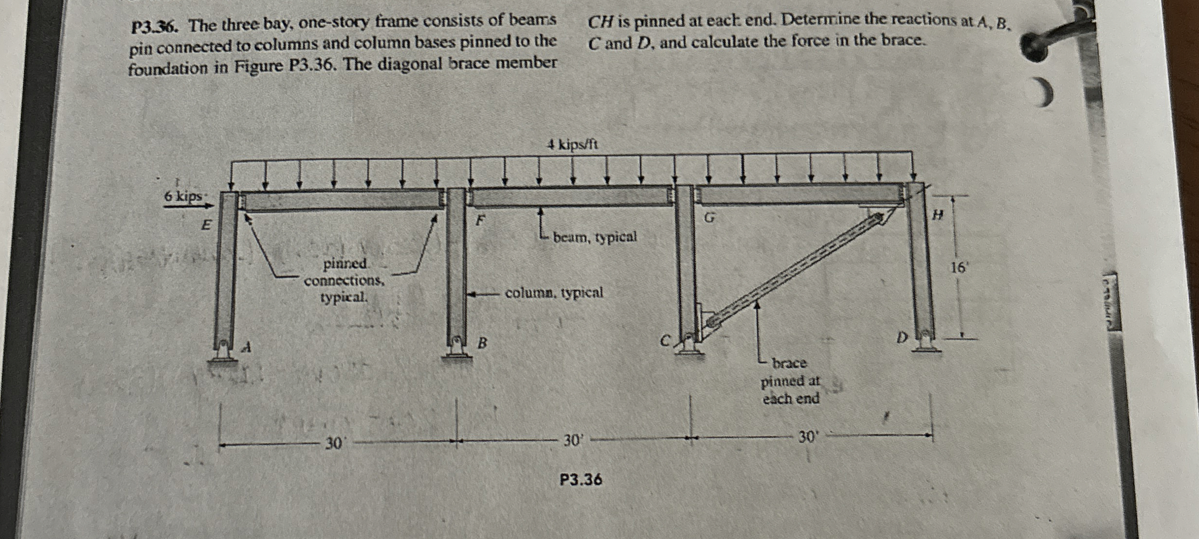 P 3 . 3 6 . The three bay, one - story frame