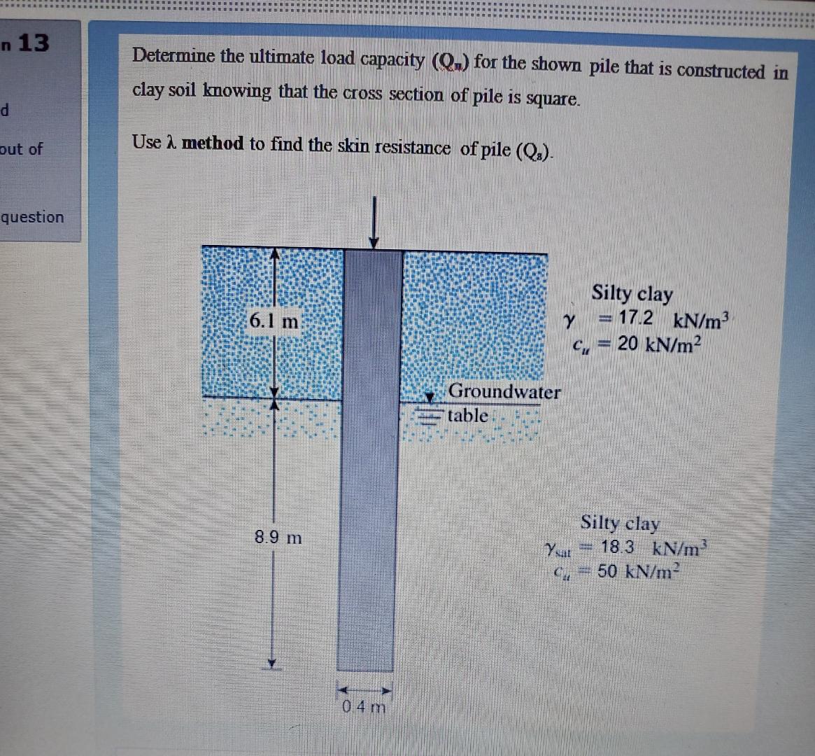 1 3 Determine the ultimate load capacity ( Q n )