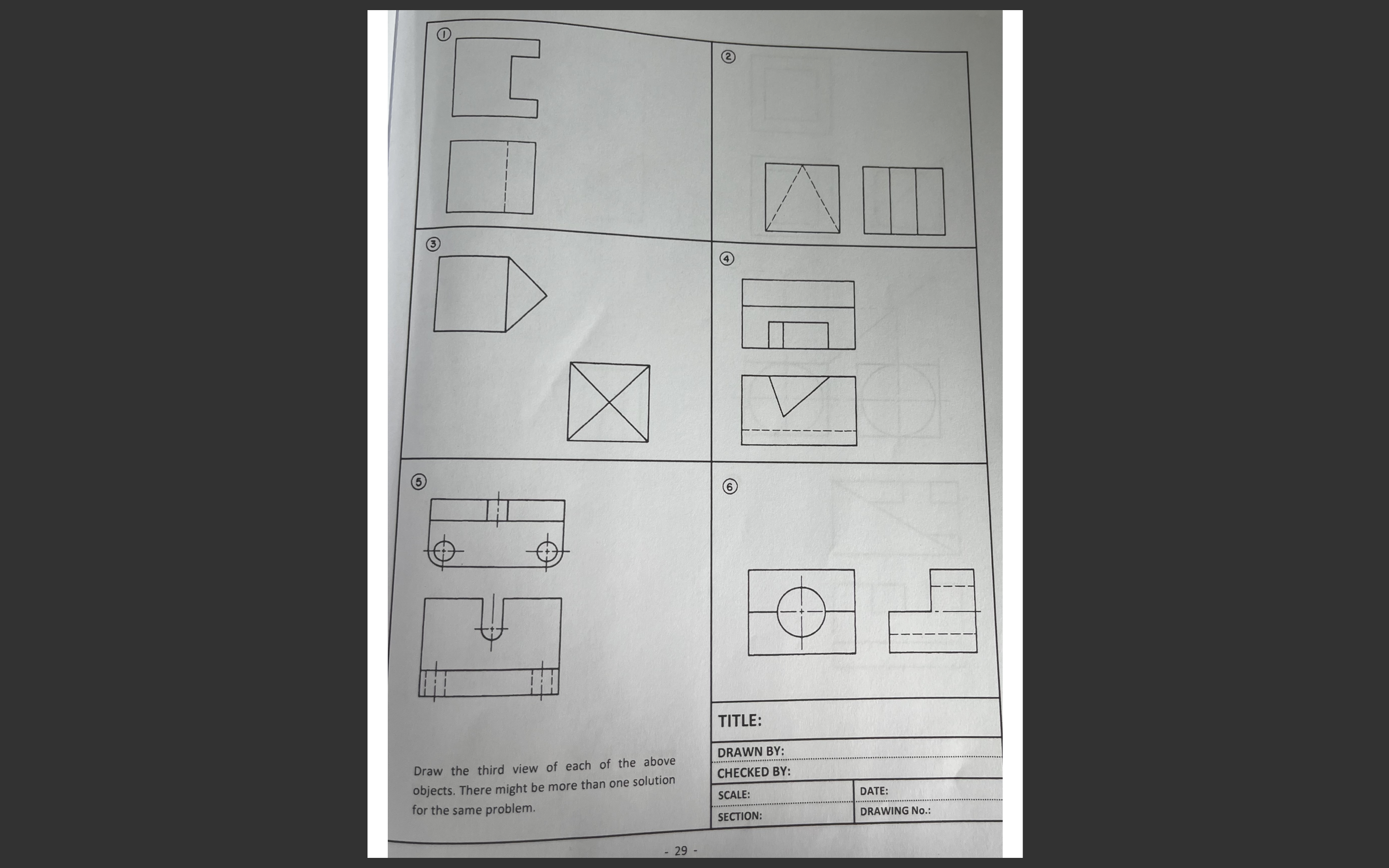 ( 3 ) ( 5 ) Draw the third view of each of the