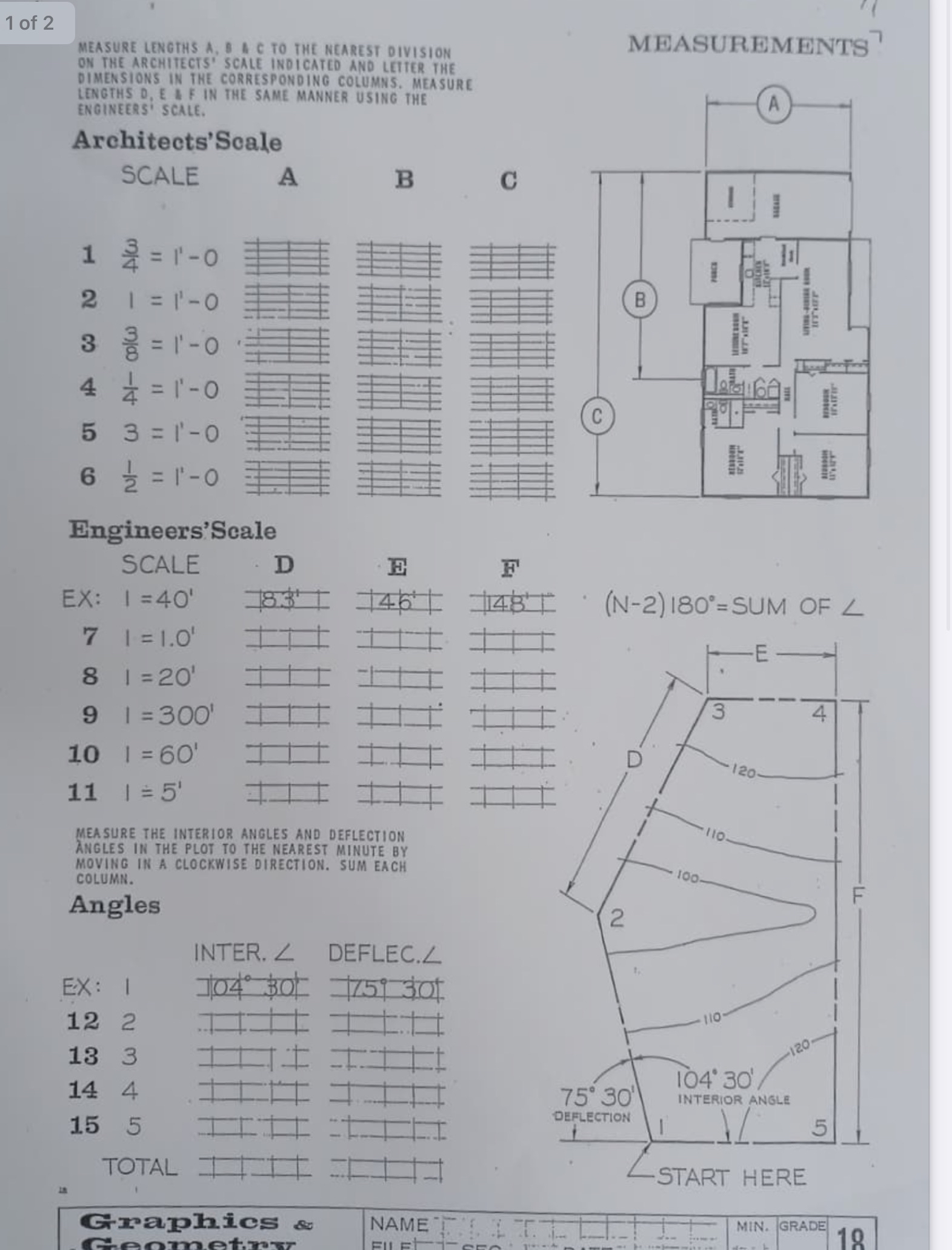 1 of 2 MEASURE LENGTHS A , B A C TO THE NEAREST