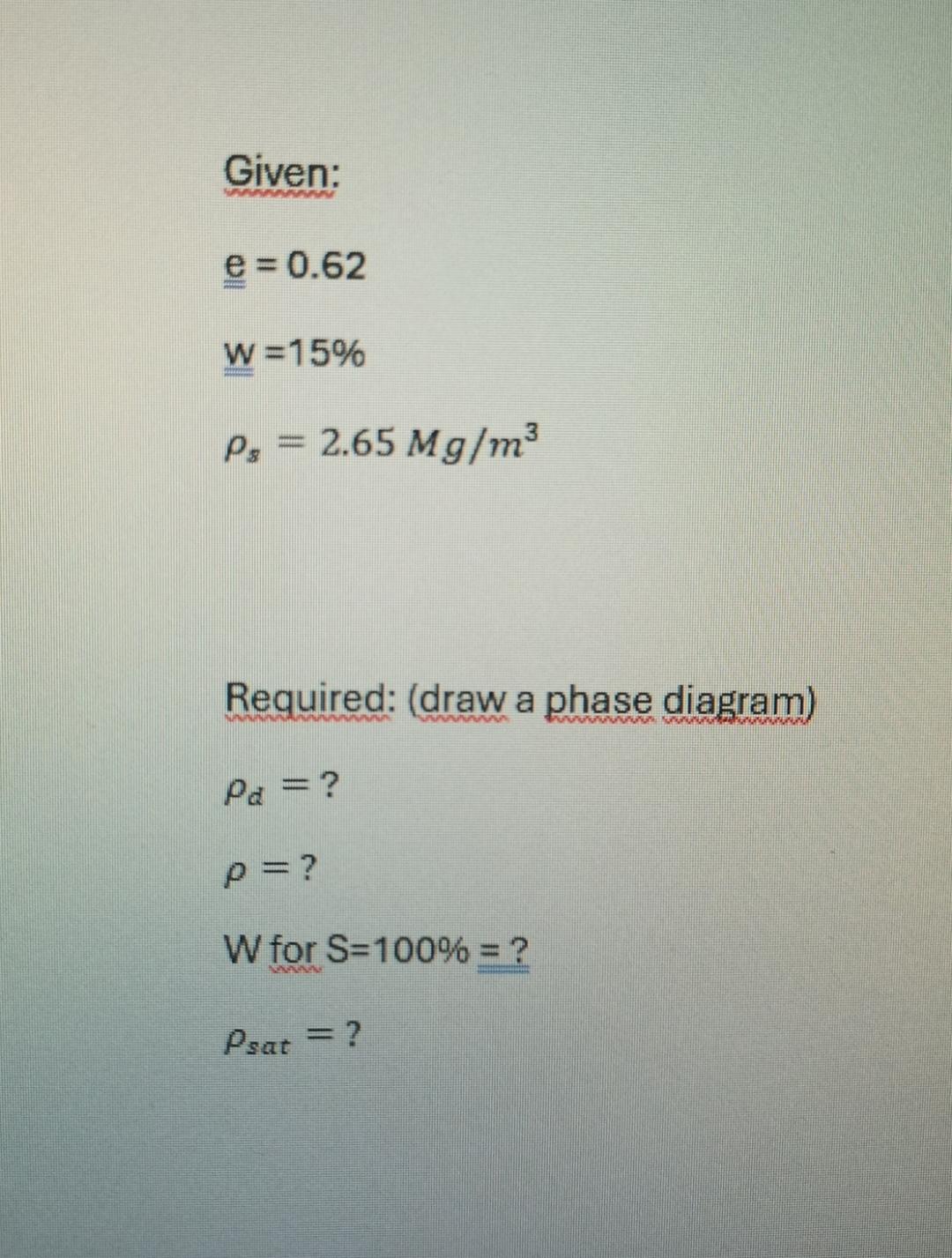 Given: e ? ? = 0 . 6 2 w ? ? = 1 5 % s = 2 . 6 5