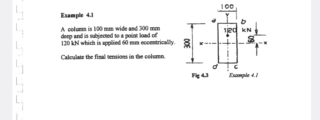 Example 4 . 1 A column is 1 0 0 m m wide and 3 0