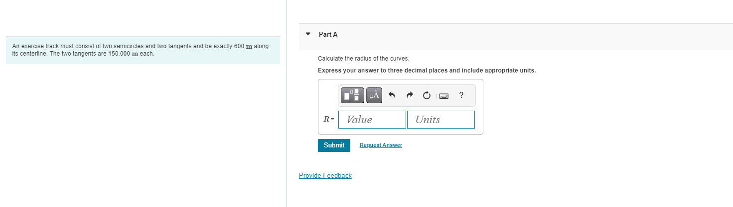 An exercise track must consist of two semicircles