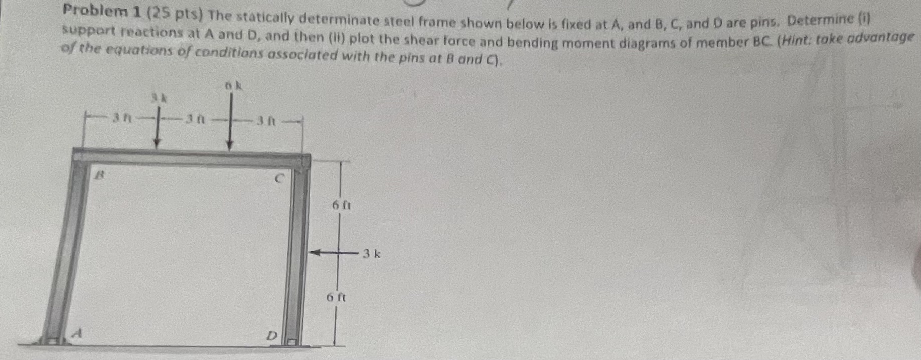 Problem 1 ( 2 5 pts ) The statically determinate