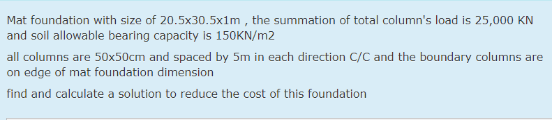 Mat foundation with size of 2 0 . 5 3 0 . 5 1 m ,