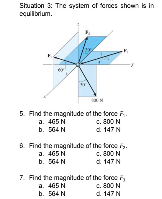Situation 3 : The system of forces shown is in