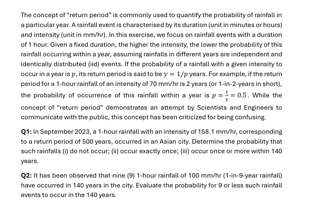 The concept of "return period" is commonly used