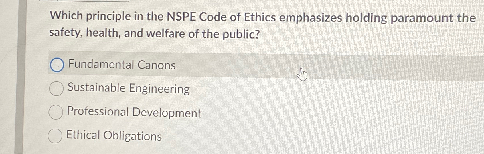 Which principle in the NSPE Code of Ethics