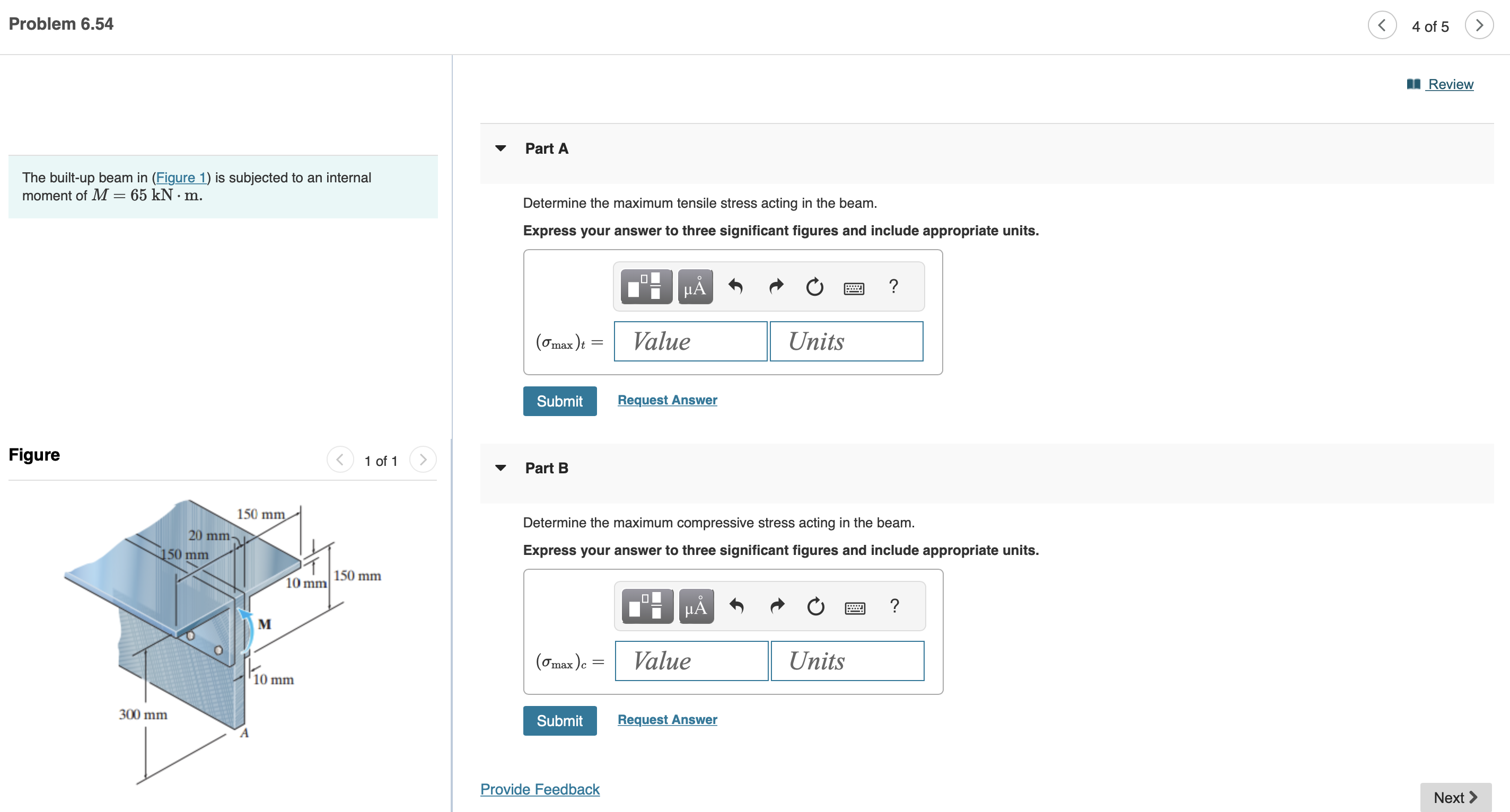 The built - up beam in ( Figure 1 ) is subjected