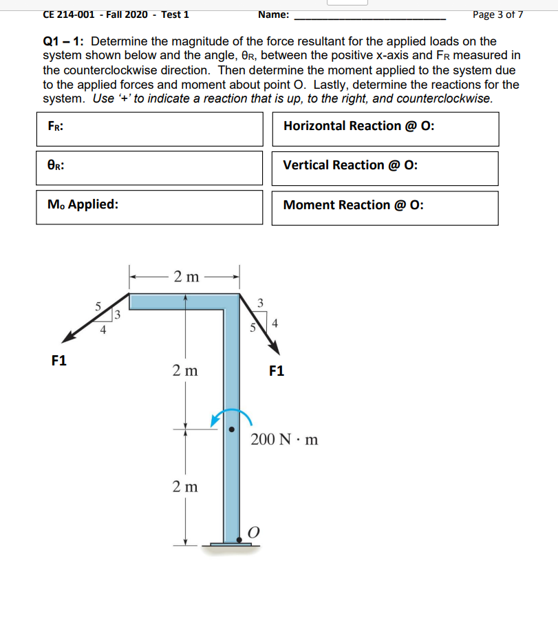 Q 1 - 1 : Determine the magnitude of the force
