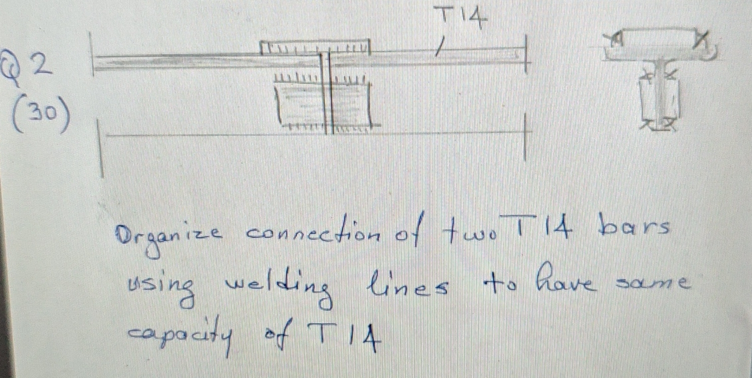 Q 2 ( 3 0 ) Drganize connection of two T 1 4 bars